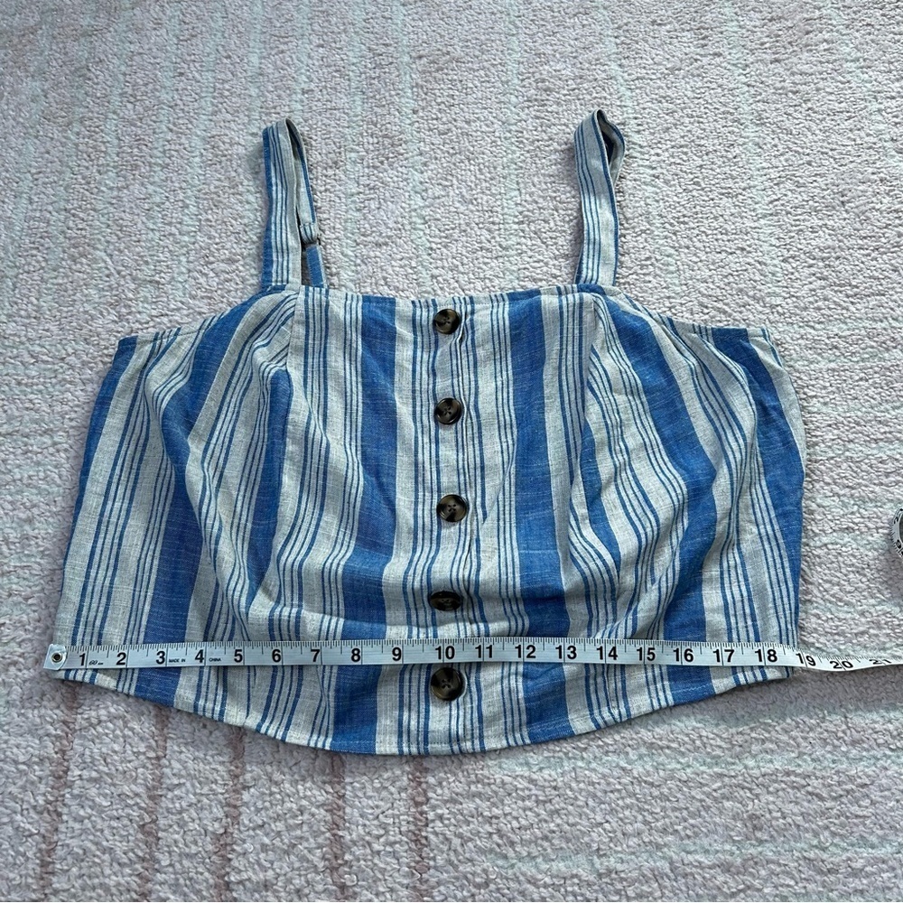 NWT Torrid Blue and Tan Striped Linen Blend Cropped Tank Top Size 1-14/16 - Picture 6 of 11